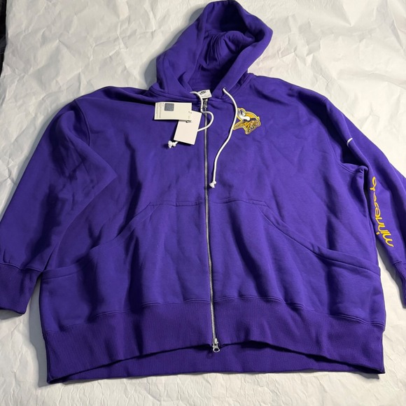 Nike Minnesota Vikings NFL Full Zip Hoodie Purple Mens XXL Sideline Club Fleece